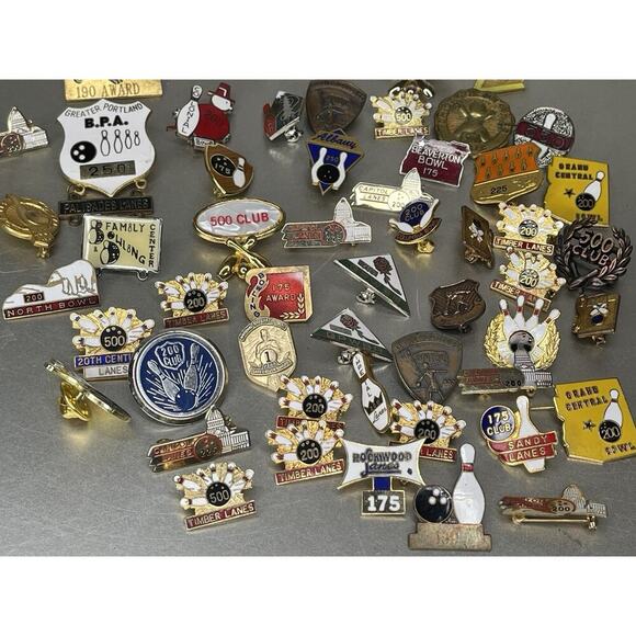 Vintage Lot Of 60+ Bowling Pins Hat Pins 200 Club 500 Club Made In Japan - Picture 1 of 6